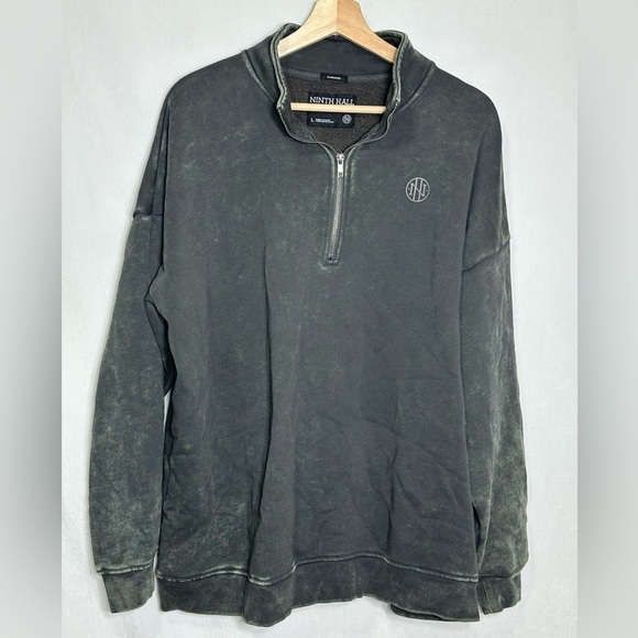 Ninth Hall Fundamentals Sheena Black Wash Oversized Quarter Zip Sweatshirt - L - Picture 3 of 6